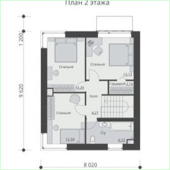 Proiecte de case cu două etaje în dimensiunea 8-10